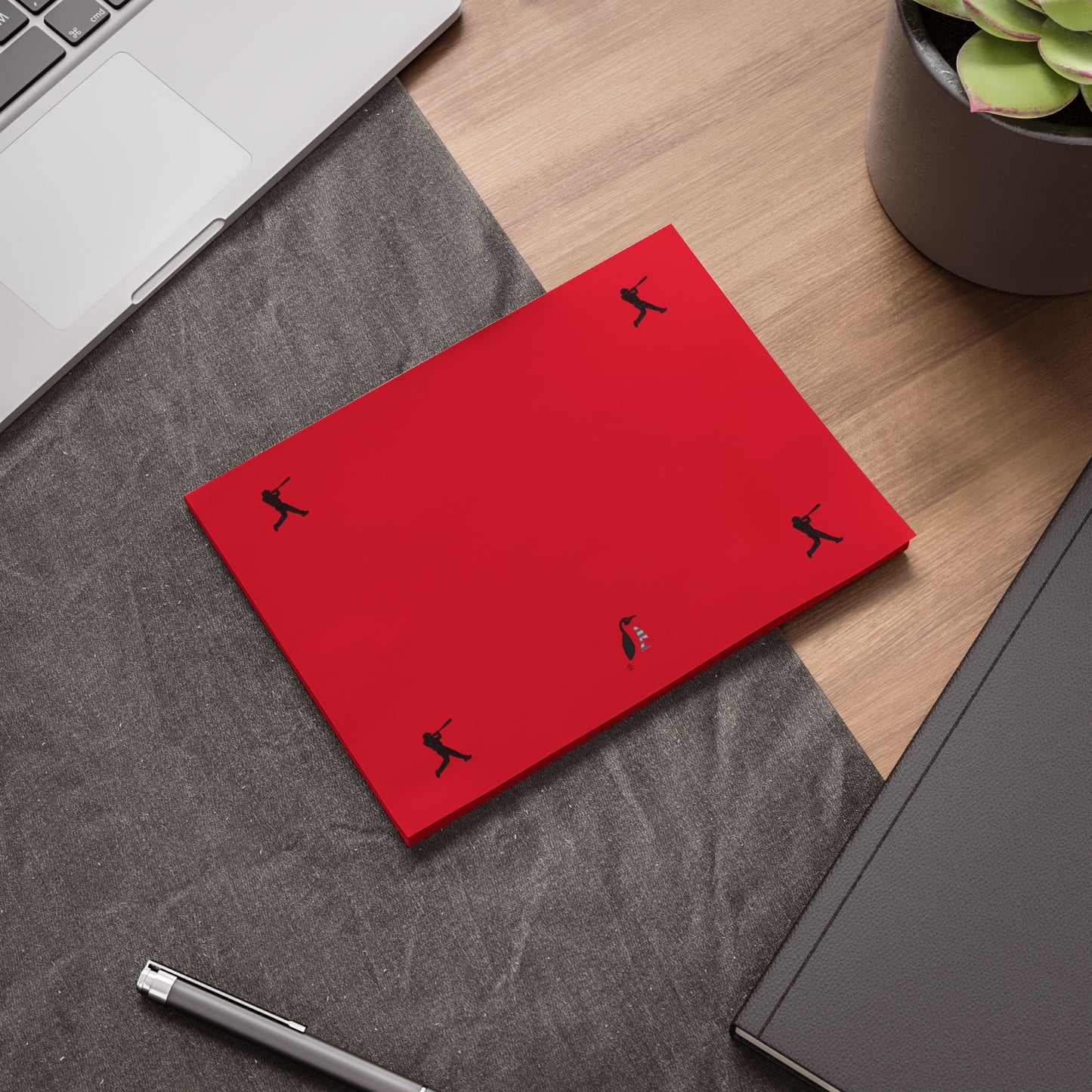 Post-it® Note Pads: Baseball Dark Red