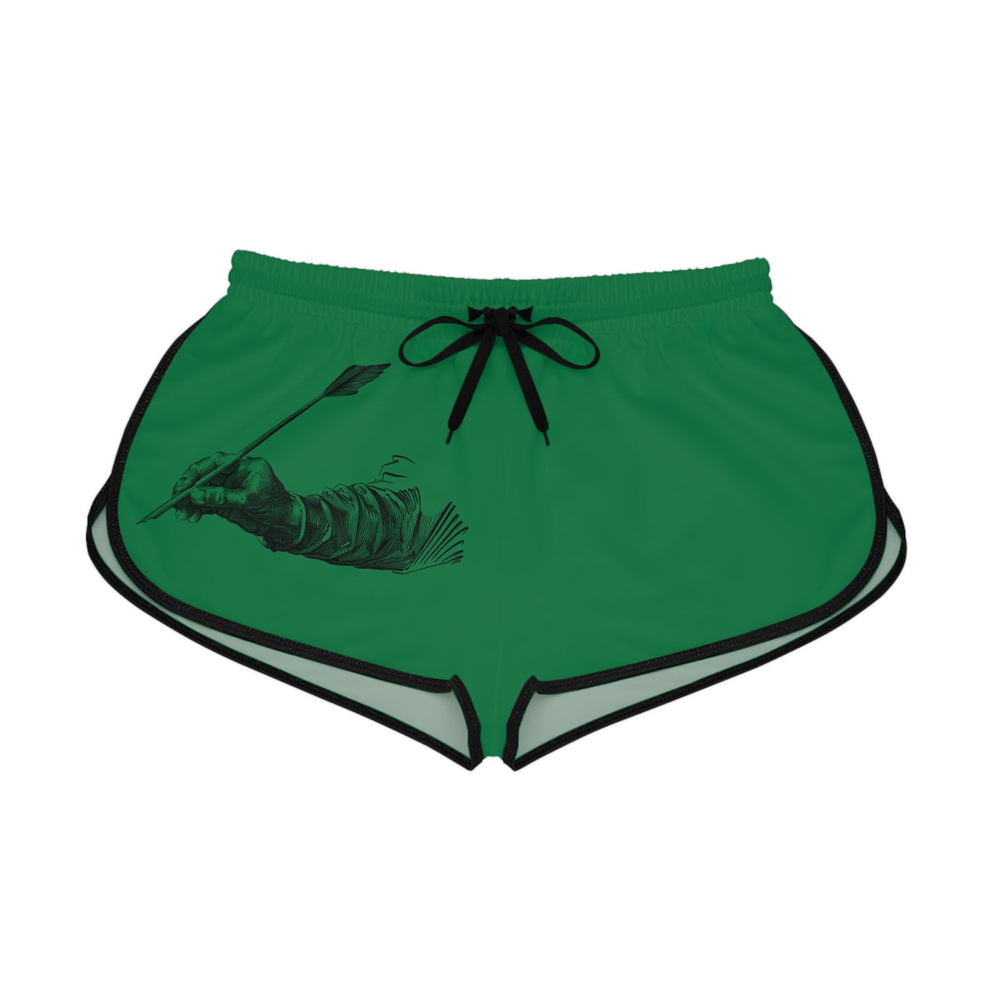 Women's Relaxed Shorts: Writing Dark Green