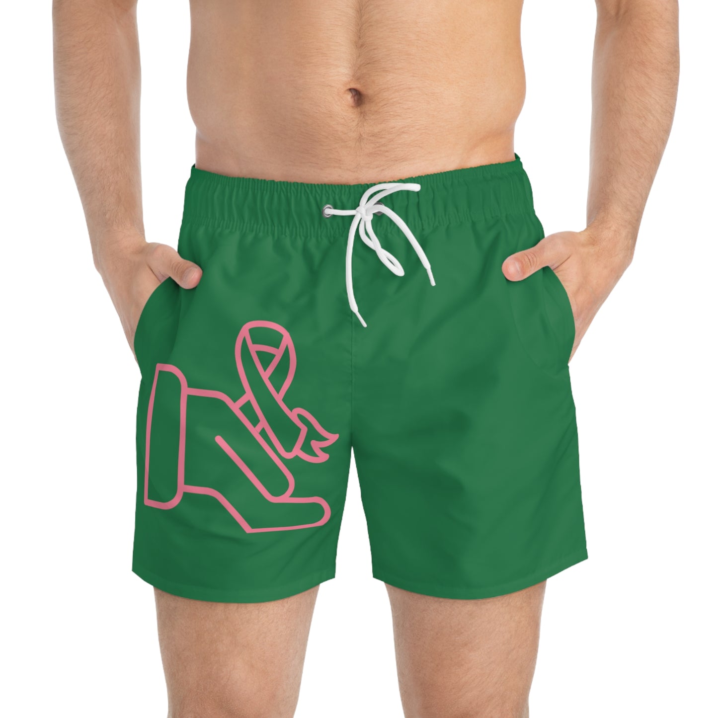 Swim Trunks: Fight Cancer Dark Green