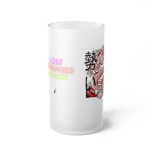 Frosted Glass Beer Mug Dragons