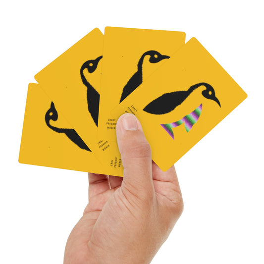 Poker Cards: Crazy Penguin World Logo Yellow