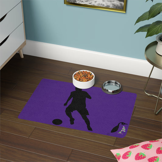Pet Food Mat: Soccer Purple