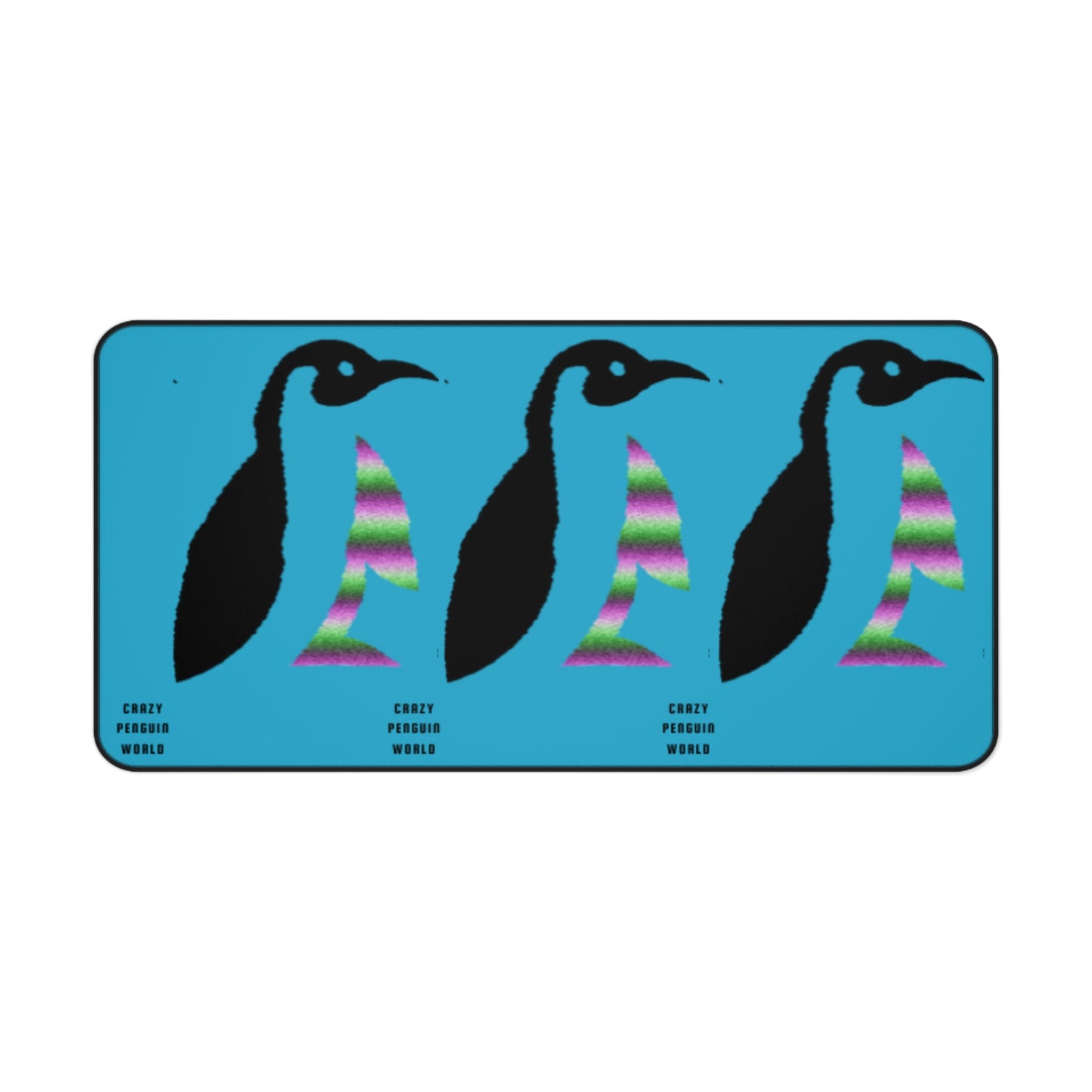 Desk Mat: Crazy Penguin World Logo Turquoise