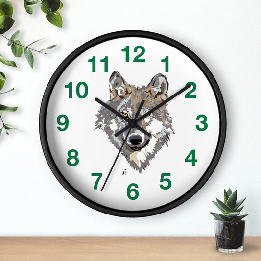 Wall clock: Wolves Dark Green