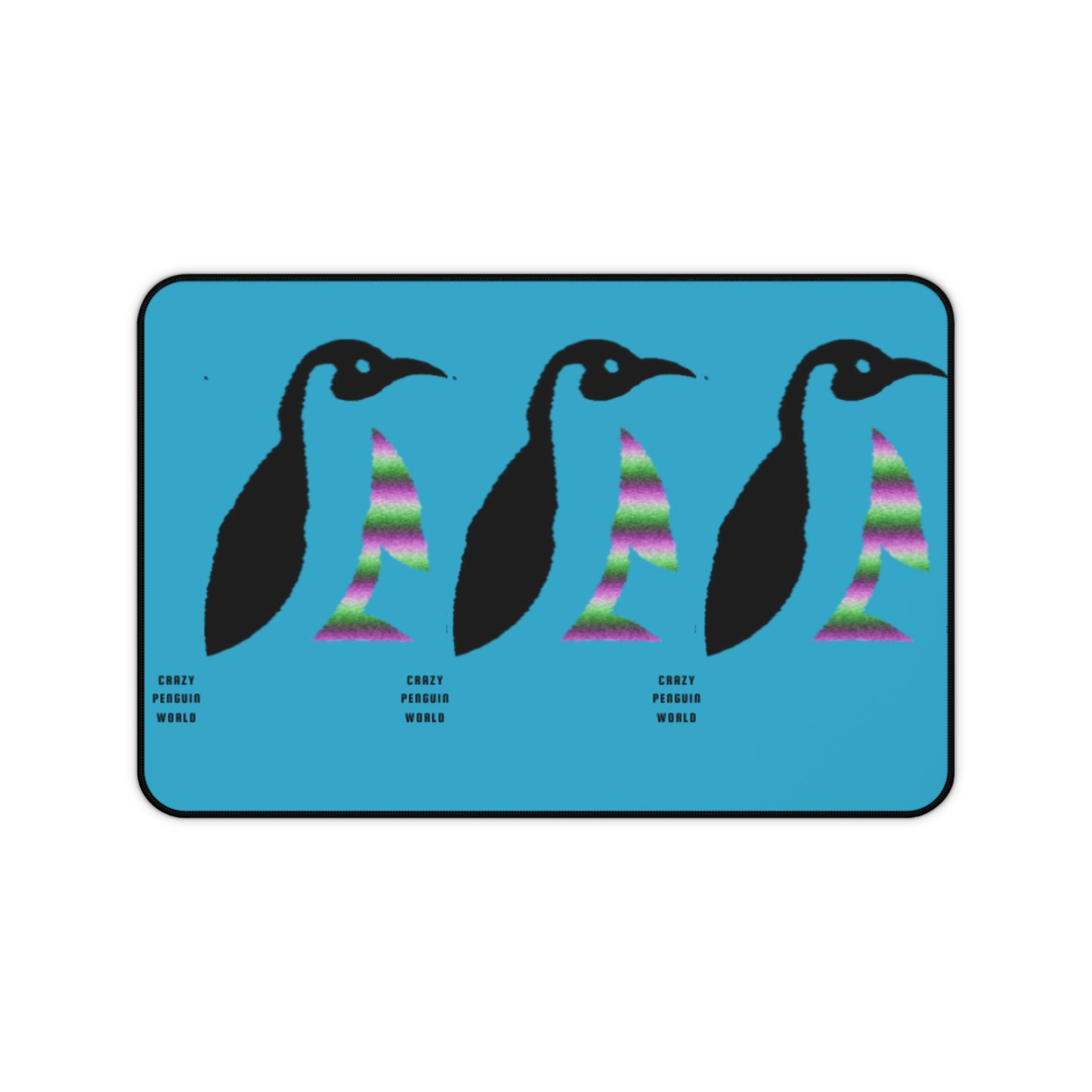 Desk Mat: Crazy Penguin World Logo Turquoise