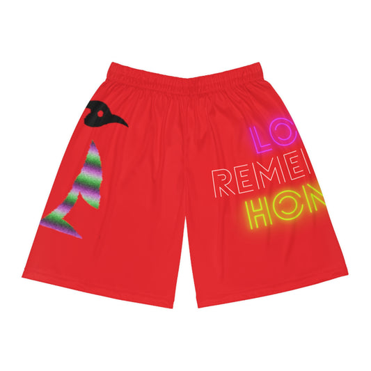 Basketball Shorts: Crazy Penguin World Logo Red