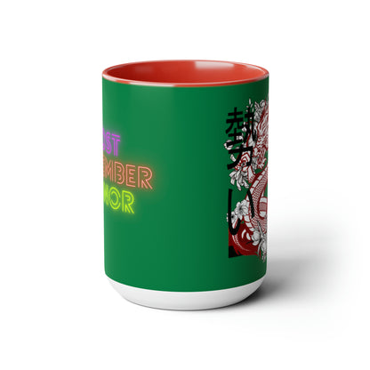 Two-Tone Coffee Mugs, 15oz: Dragons Dark Green