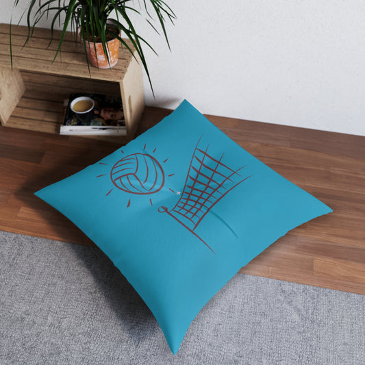 Tufted Floor Pillow, Square: Volleyball Turquoise