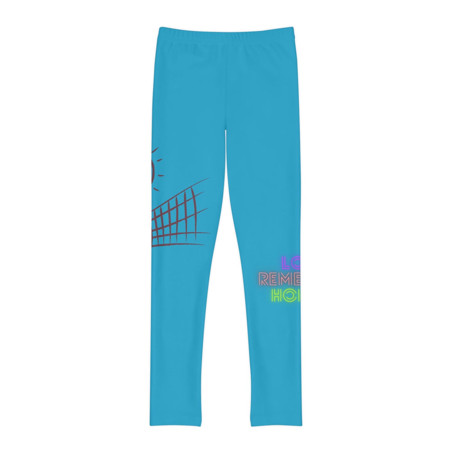 Youth Full-Length Leggings: Volleyball Turquoise