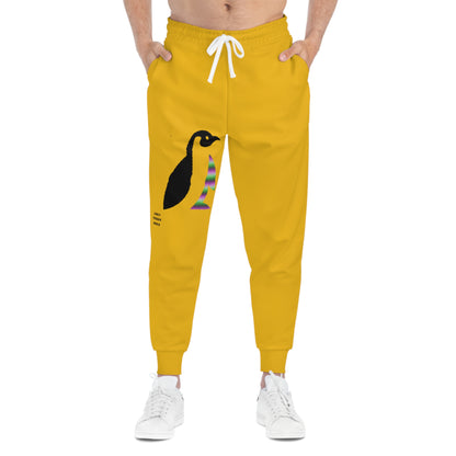 Athletic Joggers: Crazy Penguin World Logo Yellow