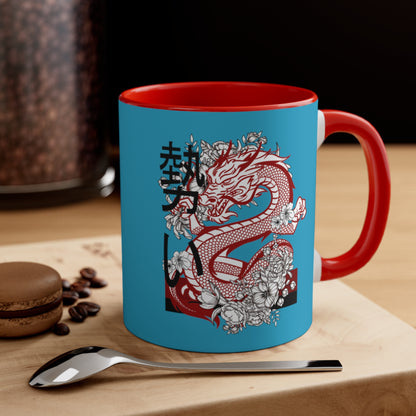 Accent Coffee Mug, 11oz: Dragons Turquoise