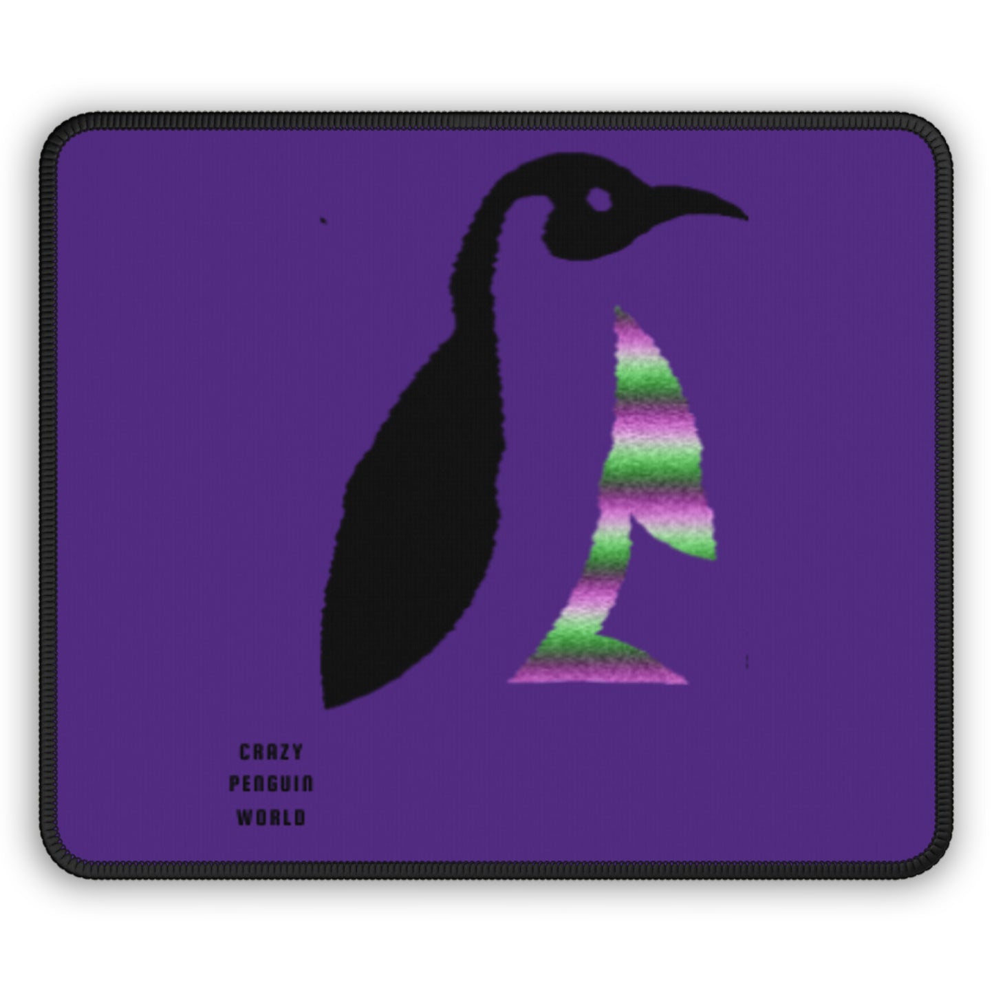 Gaming Mouse Pad: Crazy Penguin World Logo Purple