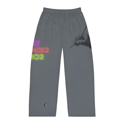 Men's Pajama Pants: Writing Dark Grey