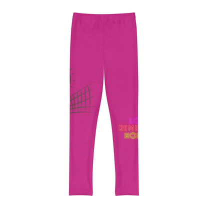 Youth Full-Length Leggings: Volleyball Pink