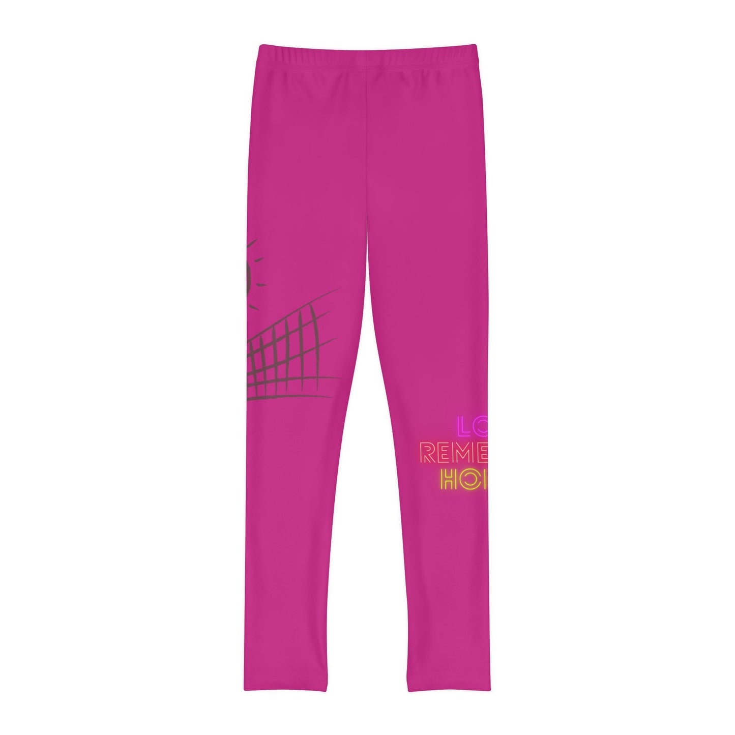 Youth Full-Length Leggings: Volleyball Pink