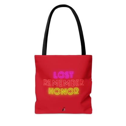 Tote Bag: Writing Dark Red