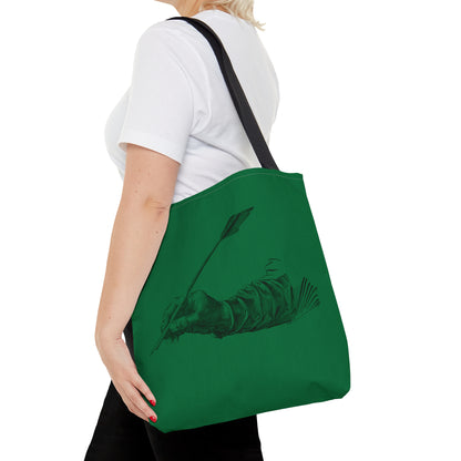 Tote Bag: Writing Dark Green