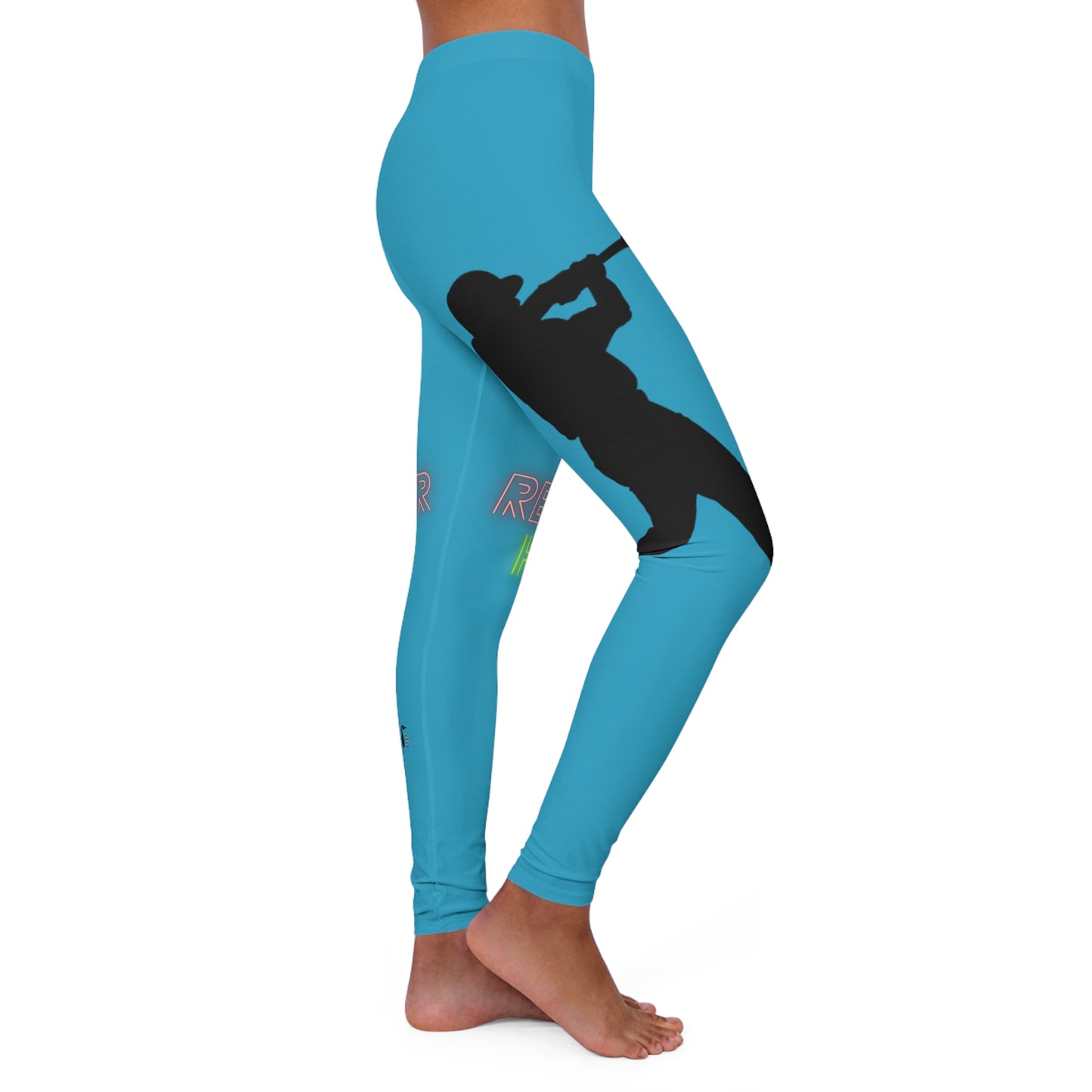 Women's Spandex Leggings: Baseball Turquoise