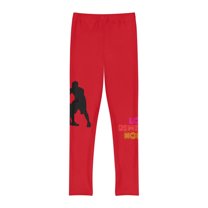 Youth Full-Length Leggings: Basketball Dark Red