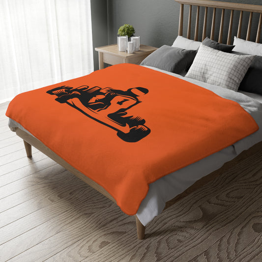 Velveteen Minky Blanket (Two-sided print): Racing Orange