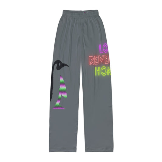 Kids Pajama Pants: Crazy Penguin World Logo Dark Grey