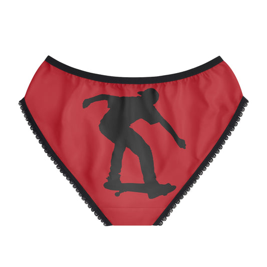 Women's Briefs: Skateboarding Dark Red