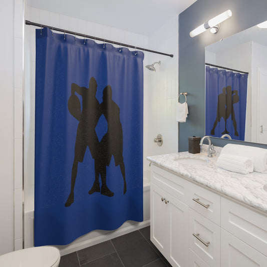 Shower Curtains: #1 Basketball Dark Blue