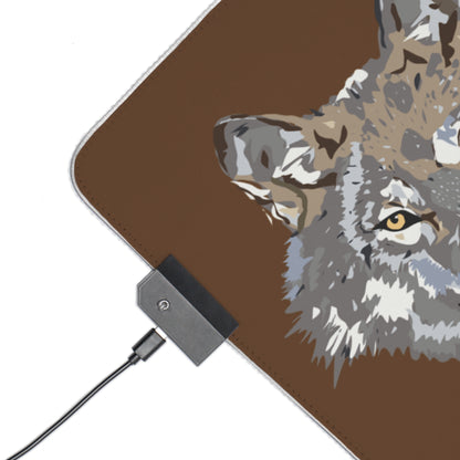 LED Gaming Mouse Pad: Wolves Brown