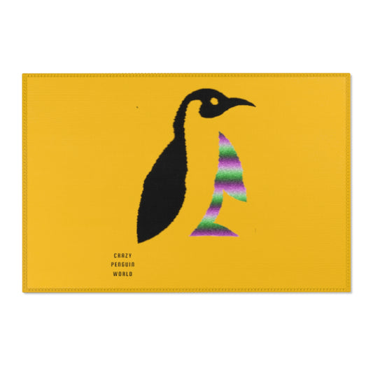 Area Rug (Rectangle): Crazy Penguin World Logo Yellow