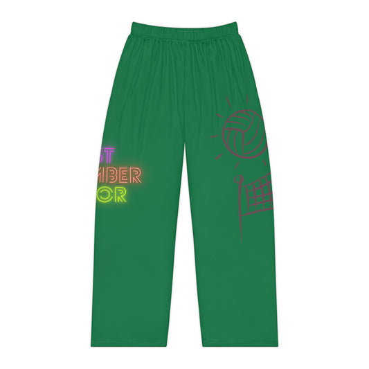 Pambabaeng Pajama Pants: Volleyball Dark Green 