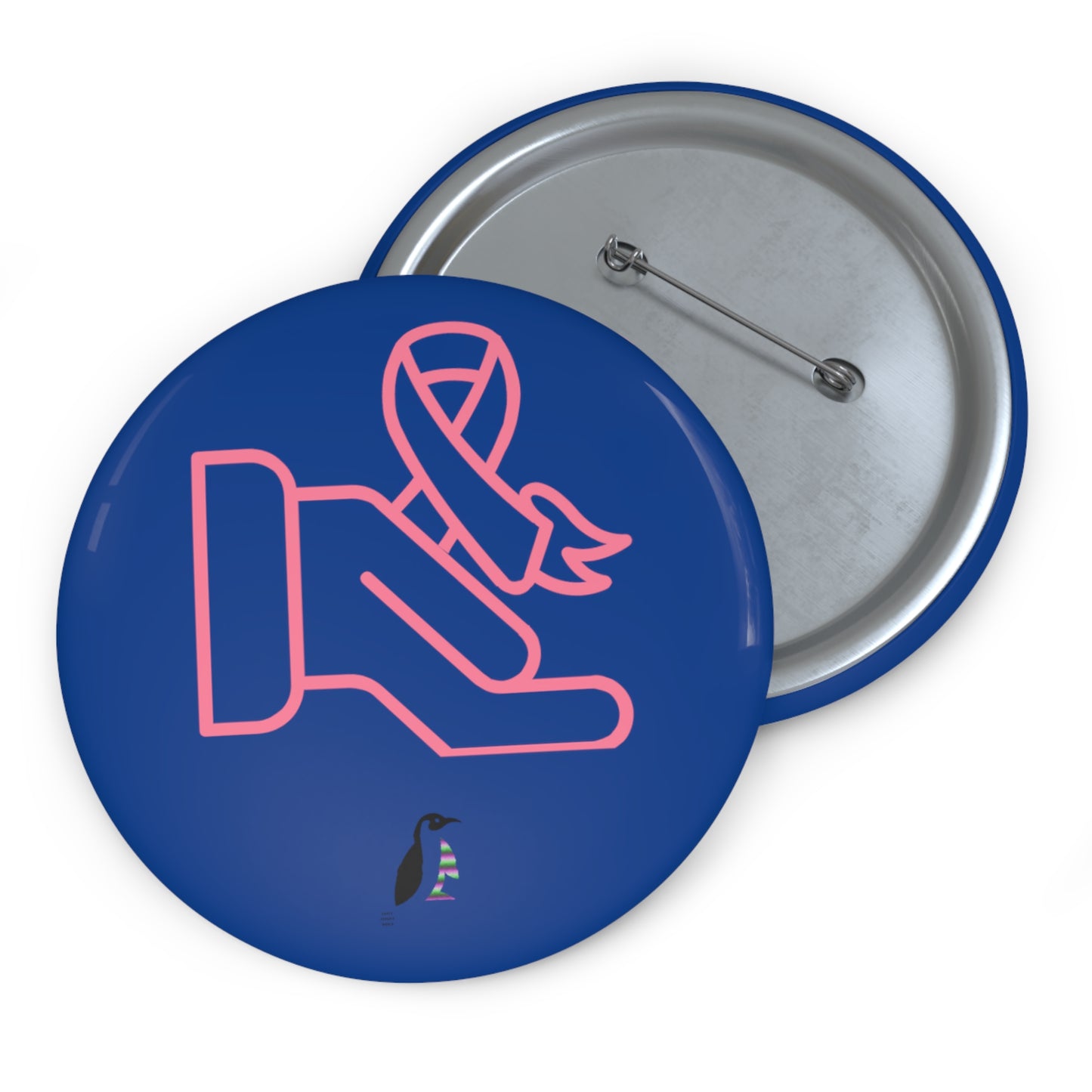 Custom Pin Buttons Fight Cancer Dark Blue