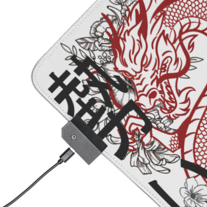 LED Gaming Mouse Pad: Dragons White