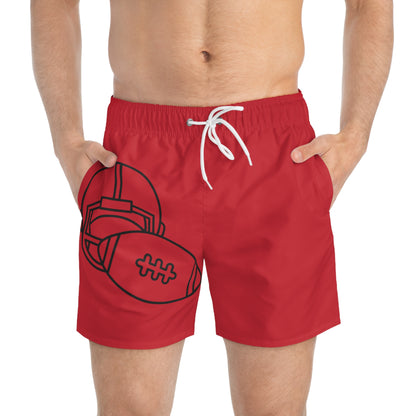 Swim Trunks: Football Dark Red