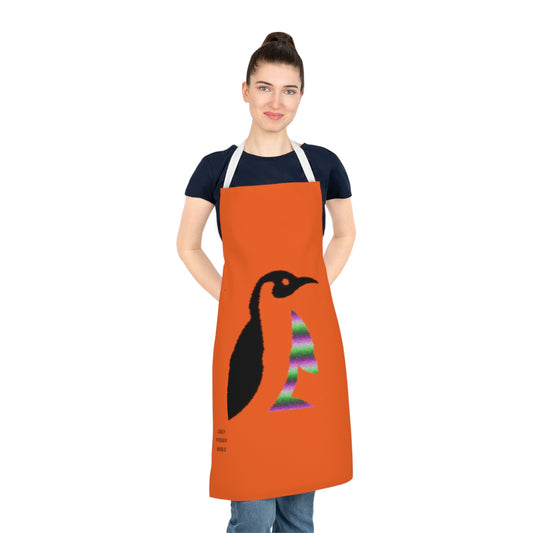 Adult Apron: Crazy Penguin World Logo Orange