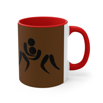 Accent Coffee Mug, 11oz: Wrestling Brown