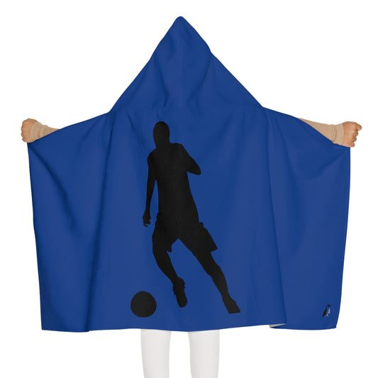 Youth Hooded Towel: Soccer Dark Blue
