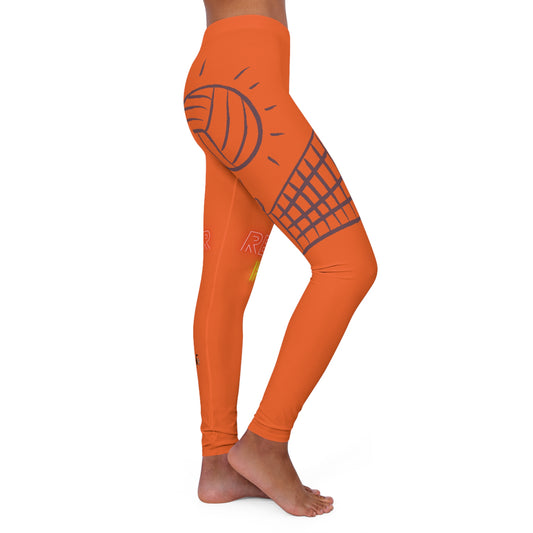 Women's Spandex Leggings: Volleyball Orange