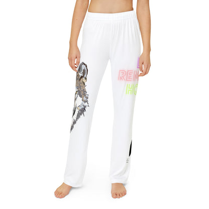 Kids Pajama Pants: Wolves White