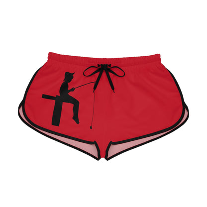 Women's Relaxed Shorts: Fishing Dark Red