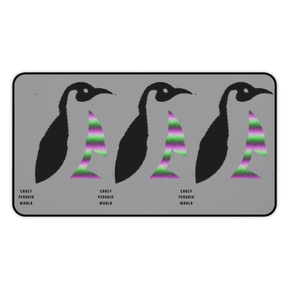 Desk Mat: Crazy Penguin World Logo Grey