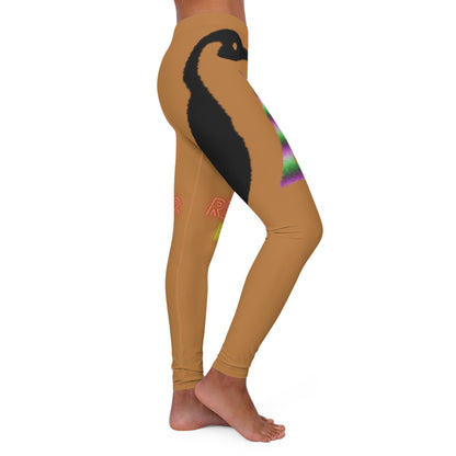 Women's Spandex Leggings: Crazy Penguin World Logo Lite Brown