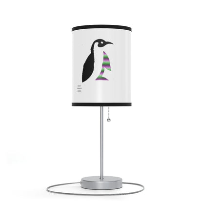 Lamp on a Stand, US|CA plug: Crazy Penguin World Logo White