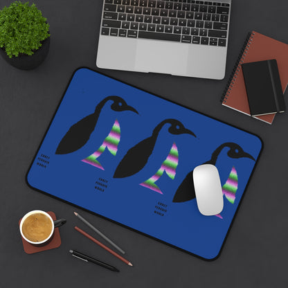 Desk Mat: Crazy Penguin World Logo Dark Blue