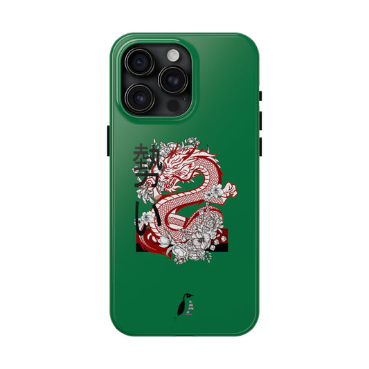 Tough Phone Cases (for iPhones): Dragons Dark Green