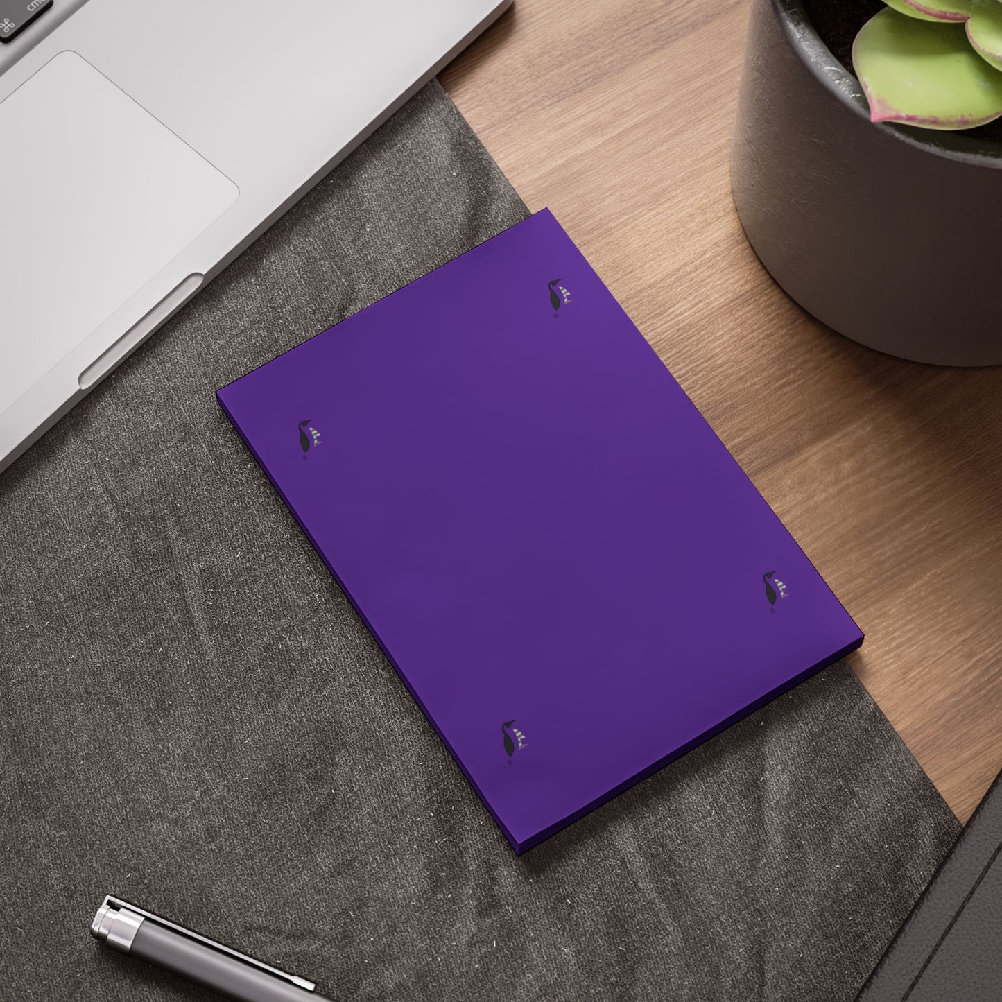 Post-it® Note Pads: Crazy Penguin World Logo Purple