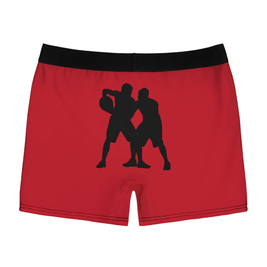 Men's Boxer Briefs: Basketball Dark Red