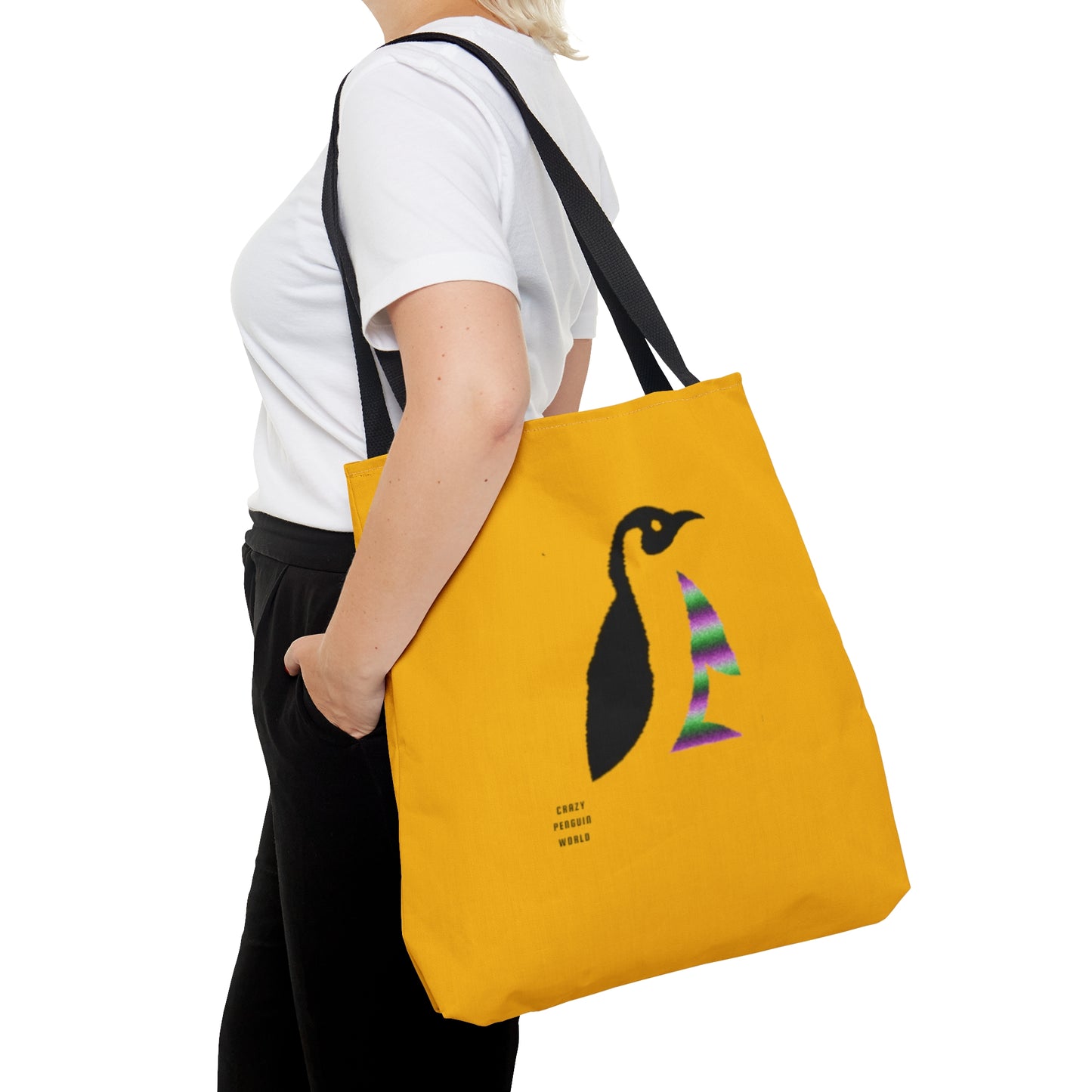 Tote Bag: Crazy Penguin World Logo Yellow