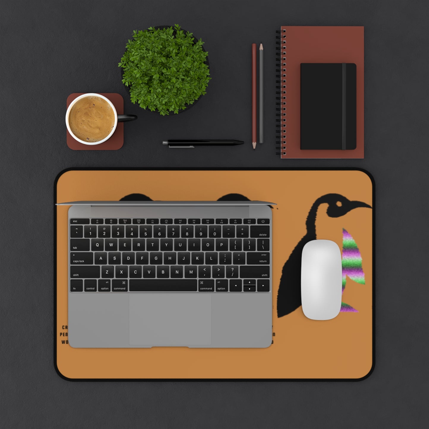 Desk Mat: Crazy Penguin World Logo Lite Brown