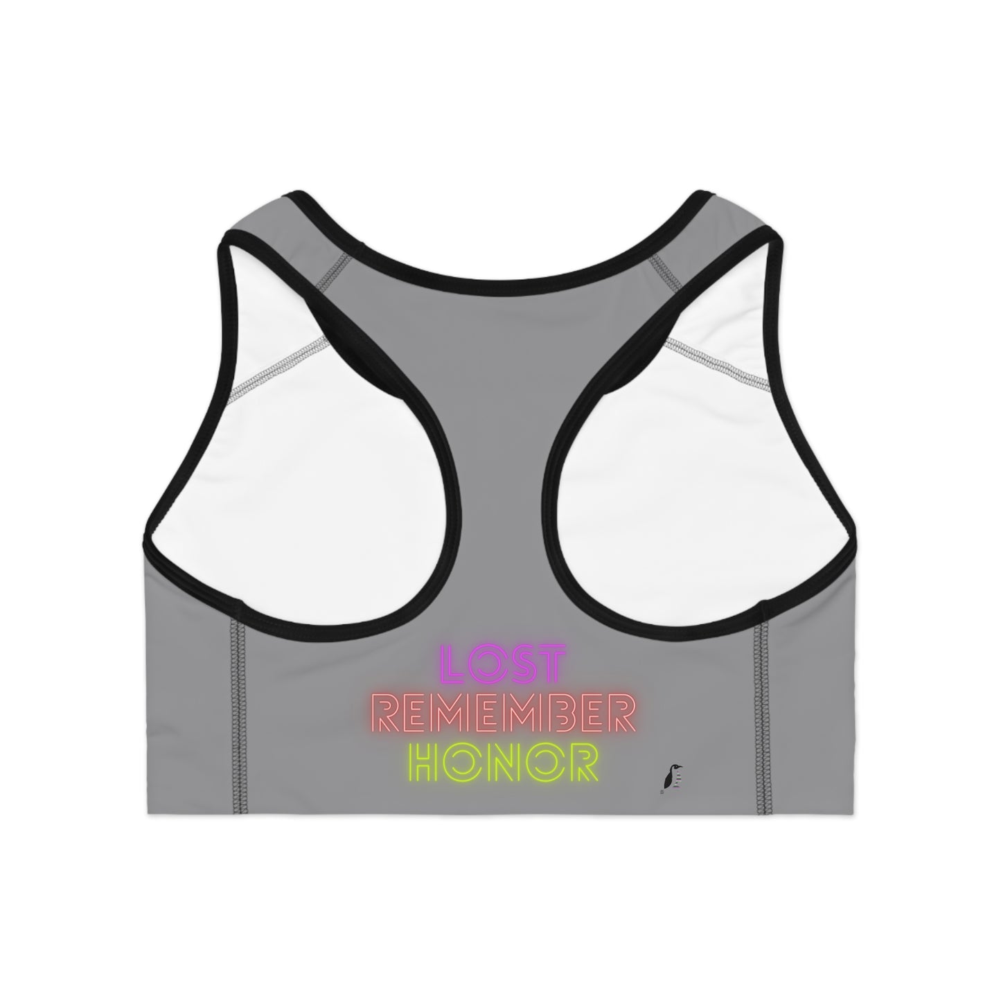 Sports Bra: Writing Grey