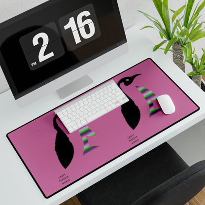 Desk Mats: Crazy Penguin World Logo Lite Pink